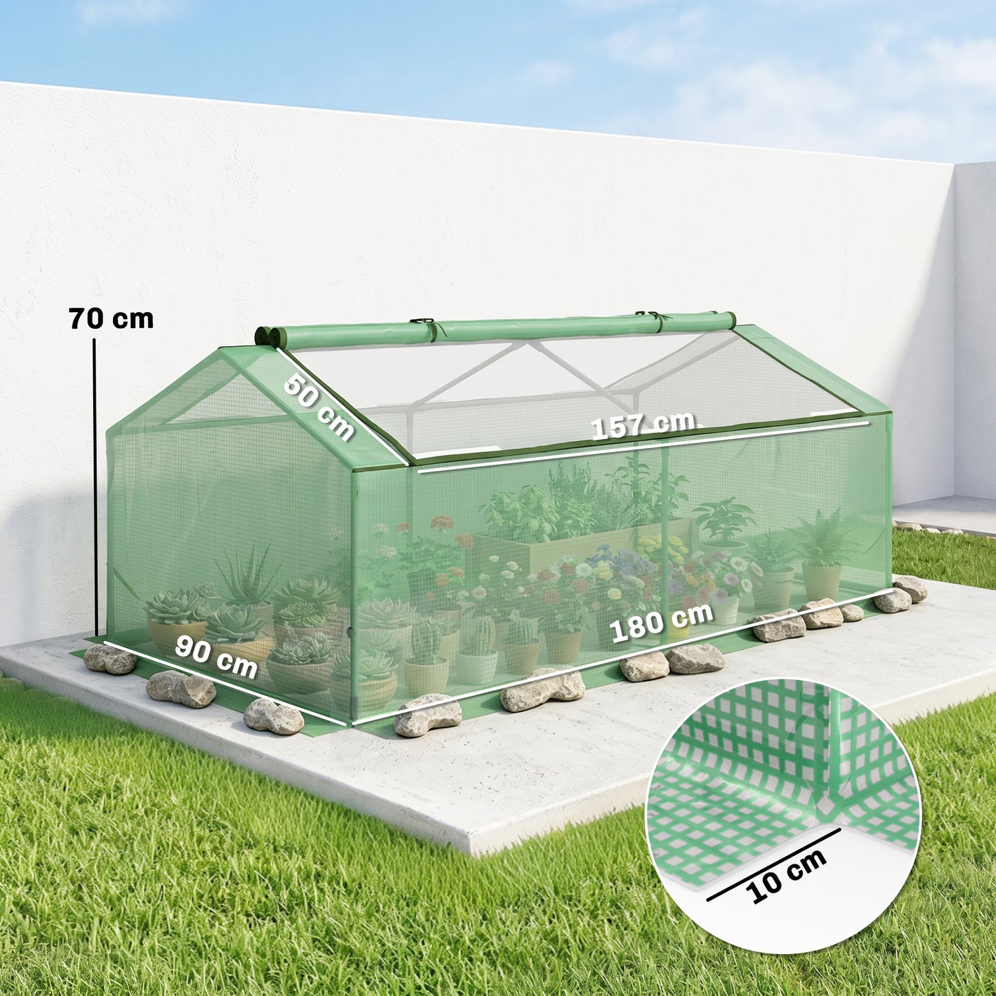 Outsunny Invernadero De Terraza 180x90x70 Cm Con 2 Ventanas Enrollables Verde_2
