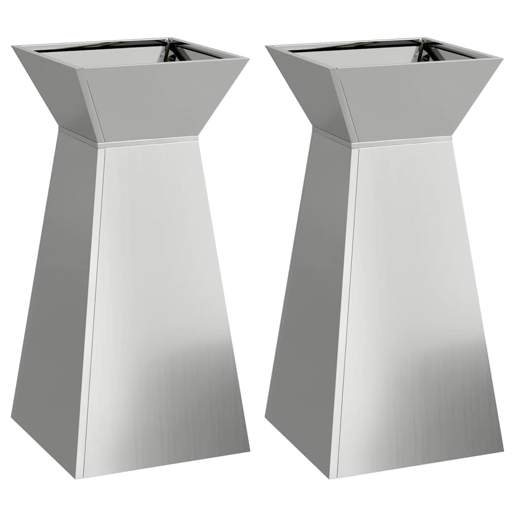 Maceta Pilar 2 Pcs Plateado 35 X 35 X 73 Cm_0