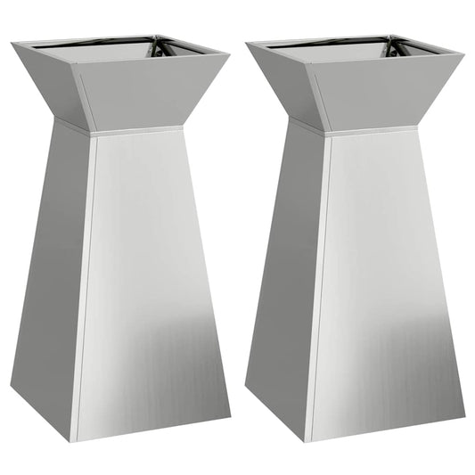 Maceta Pilar 2 Pcs Plateado 35 X 35 X 73 Cm_0