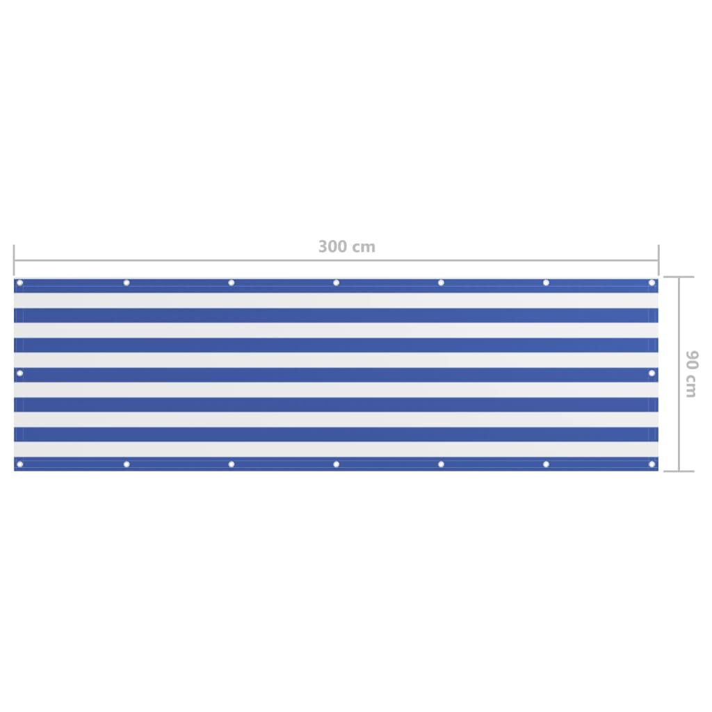 Vidaxl Toldo Para Balcón Tela Oxford Blanco Y Azul 90x300 Cm_2