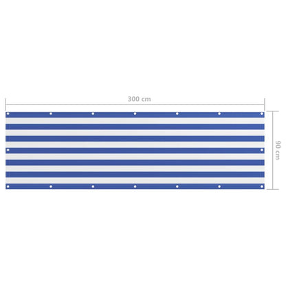 Vidaxl Toldo Para Balcón Tela Oxford Blanco Y Azul 90x300 Cm_4
