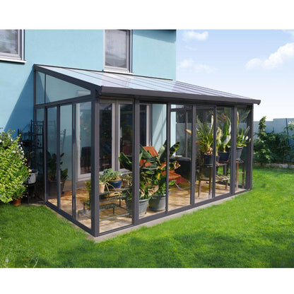 Pérgola adosada cerrada aluminio San Remo gris 300x556 cm Canopia by Palram