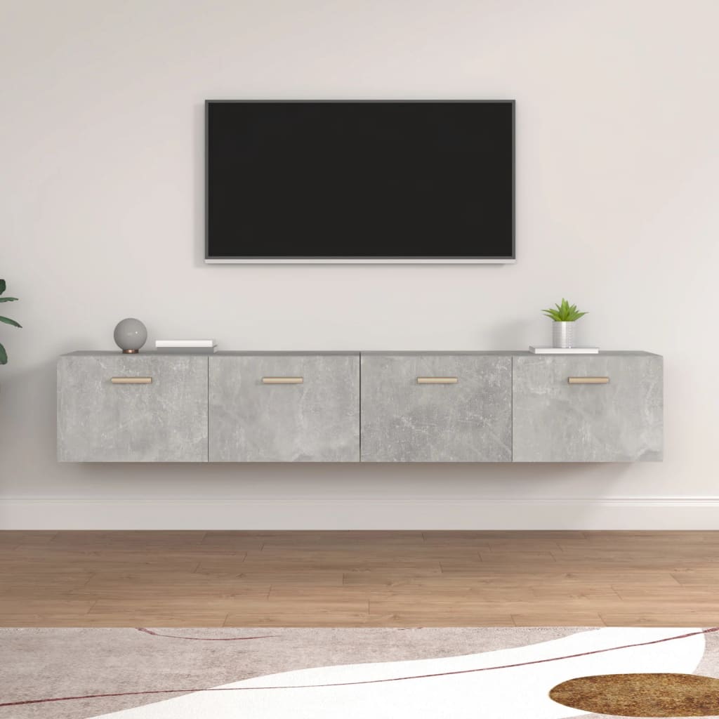 Armarios Pared 2 Uds Contrachapada Gris Hormigón 100x36,5x35 Cm_0