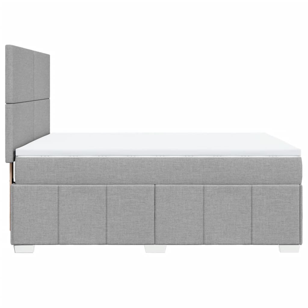 Cama Box Spring Con Colchón Tela Gris Claro 140x200 Cm / Vetonek_0