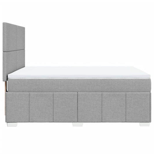 Cama Box Spring Con Colchón Tela Gris Claro 140x200 Cm / Vetonek_0