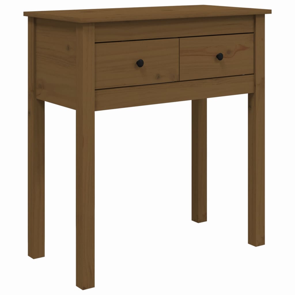 Mesa Consola De Madera Maciza De Pino Marrón Miel 70x35x75 Cm_0