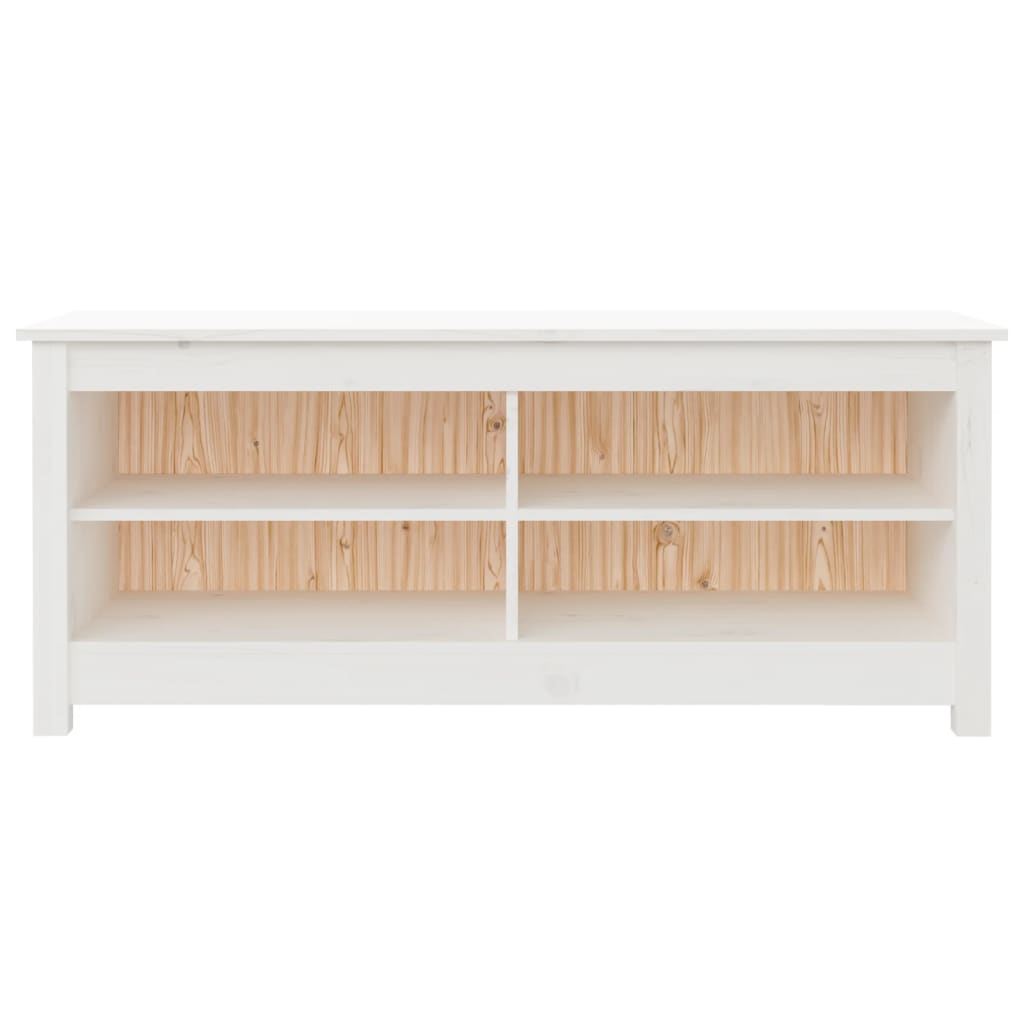 Banco Zapatero Madera Maciza De Pino Blanco 110x38x45,5 Cm / Vetonek_0