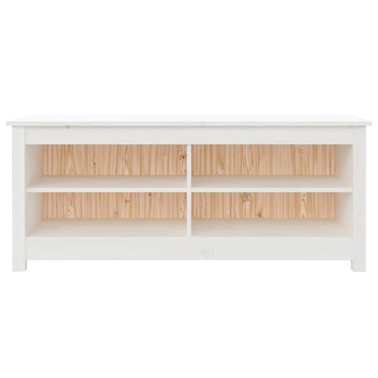 Banco Zapatero Madera Maciza De Pino Blanco 110x38x45,5 Cm / Vetonek_0
