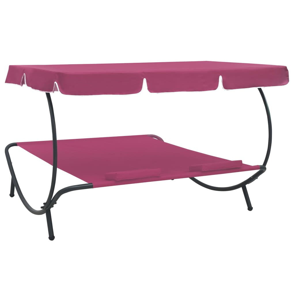 Vidaxl Tumbona De Jardín Con Toldo Y Cojines Rosa_3