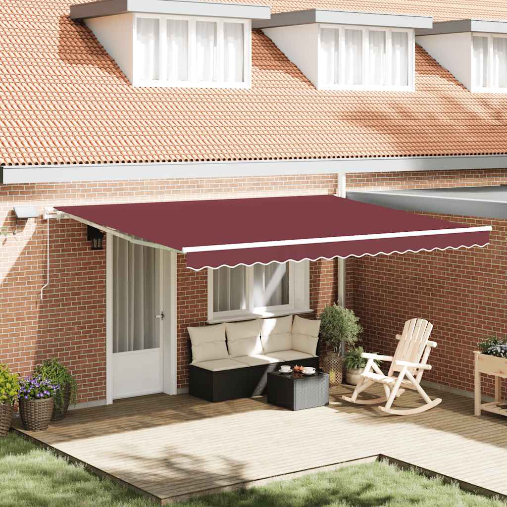 Toldo Retráctil Manual Con Luces Led Burdeos 450x300 Cm_1