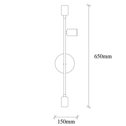 Aplique De Pared, Hierro , Vintage, 15x15x65, Casquillo 3 X E 27 Max 40 W_1