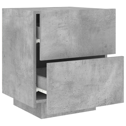 Mesita De Noche Con Luces Led Madera Ingeniería Gris Hormigón_4