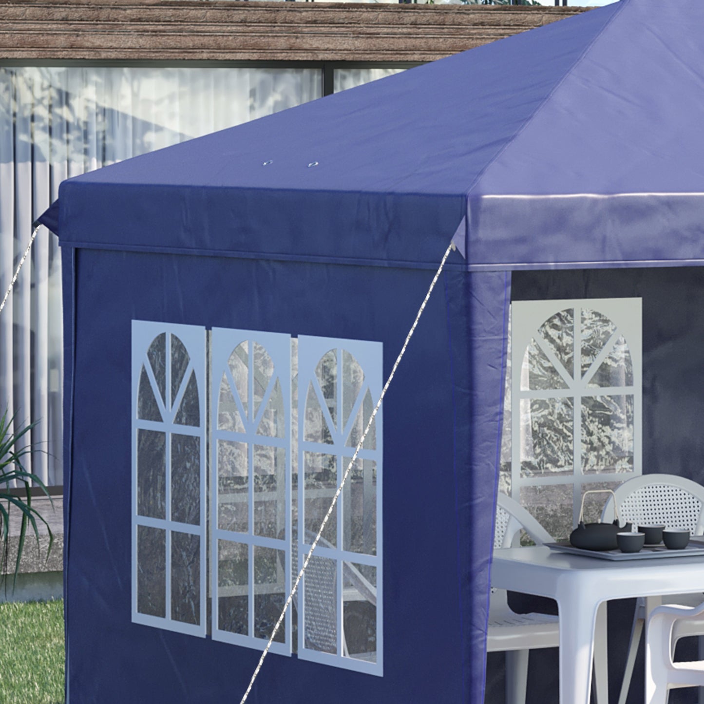 Outsunny Carpa Plegable 6x3 M Con 4 Laterales Desmontables 4 Ventanas Azul_3