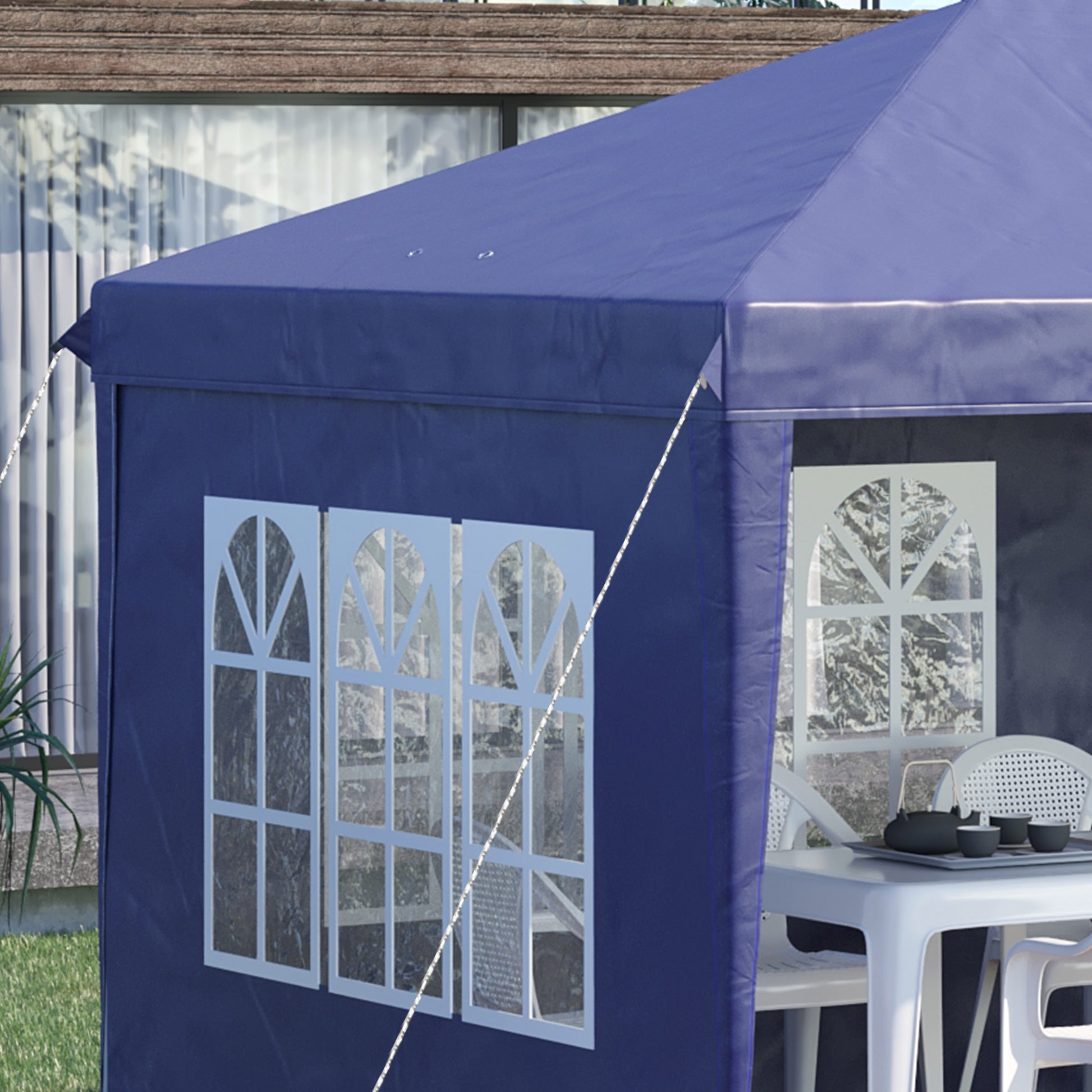 Outsunny Carpa Plegable 6x3 M Con 4 Laterales Desmontables 4 Ventanas Azul_3