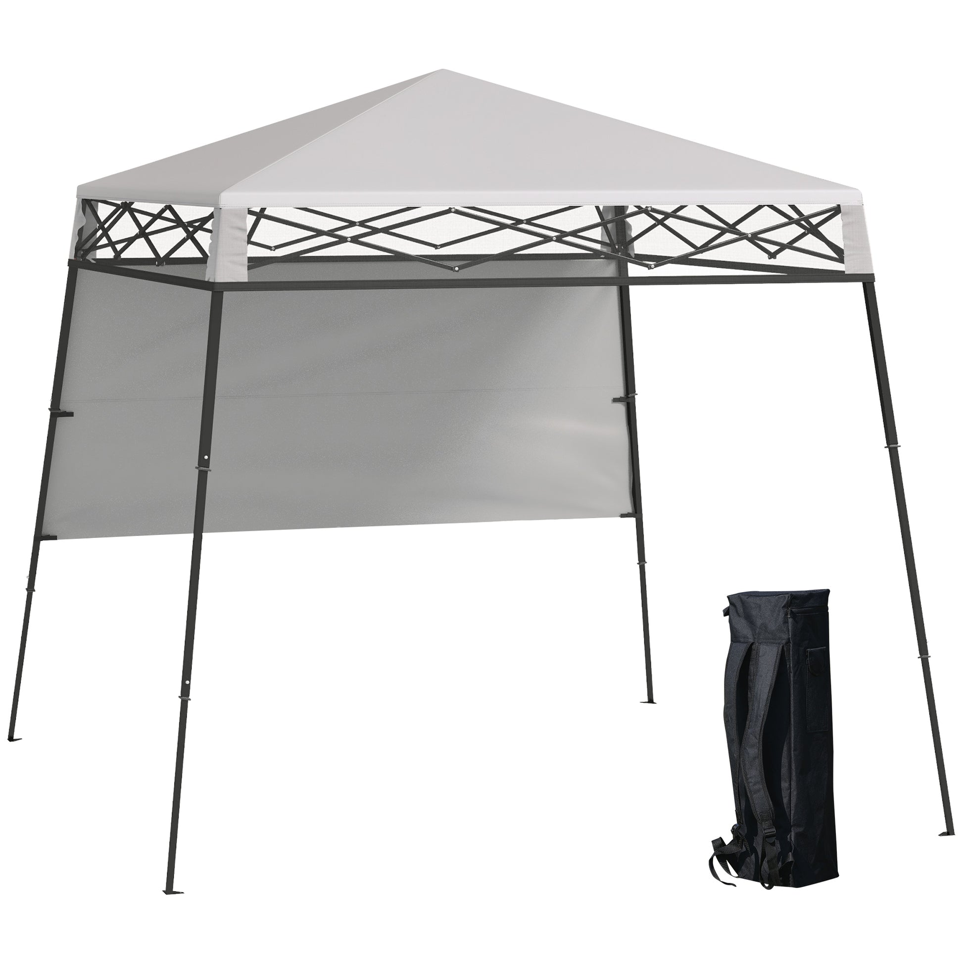 Outsunny Carpa Plegable 220x220x200 Cm Con 1 Pared Lateral Blanco_0