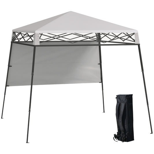 Outsunny Carpa Plegable 220x220x200 Cm Con 1 Pared Lateral Blanco_0