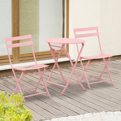 Outsunny Conjunto De Muebles De Jardín Plegable Con Marco De Acero Rosa_1
