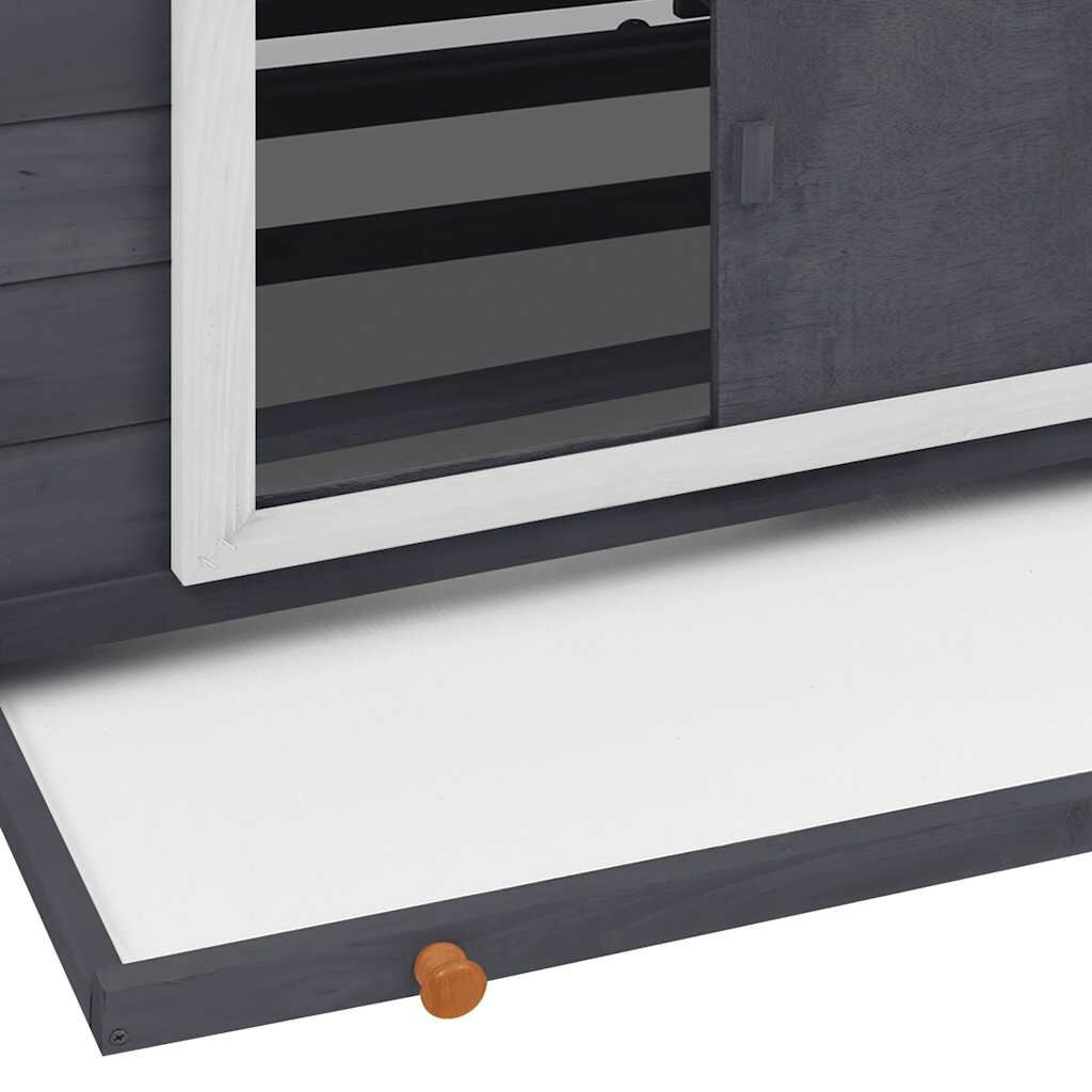Vidaxl Gallinero Madera Maciza De Abeto Gris Y Blanco 150x96x110 Cm_4