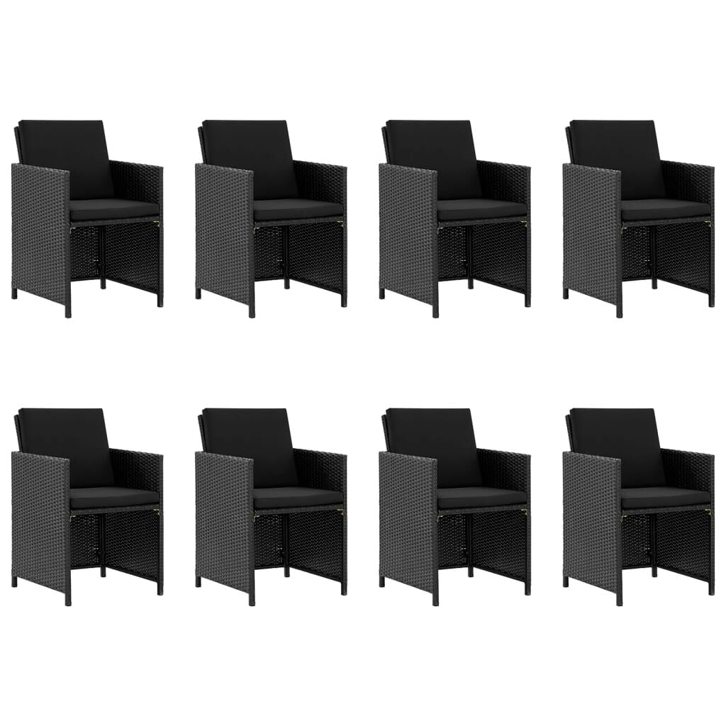 Vidaxl Set Comedor De Jardín 9 Piezas Y Cojines Ratán Sintético Negro_1