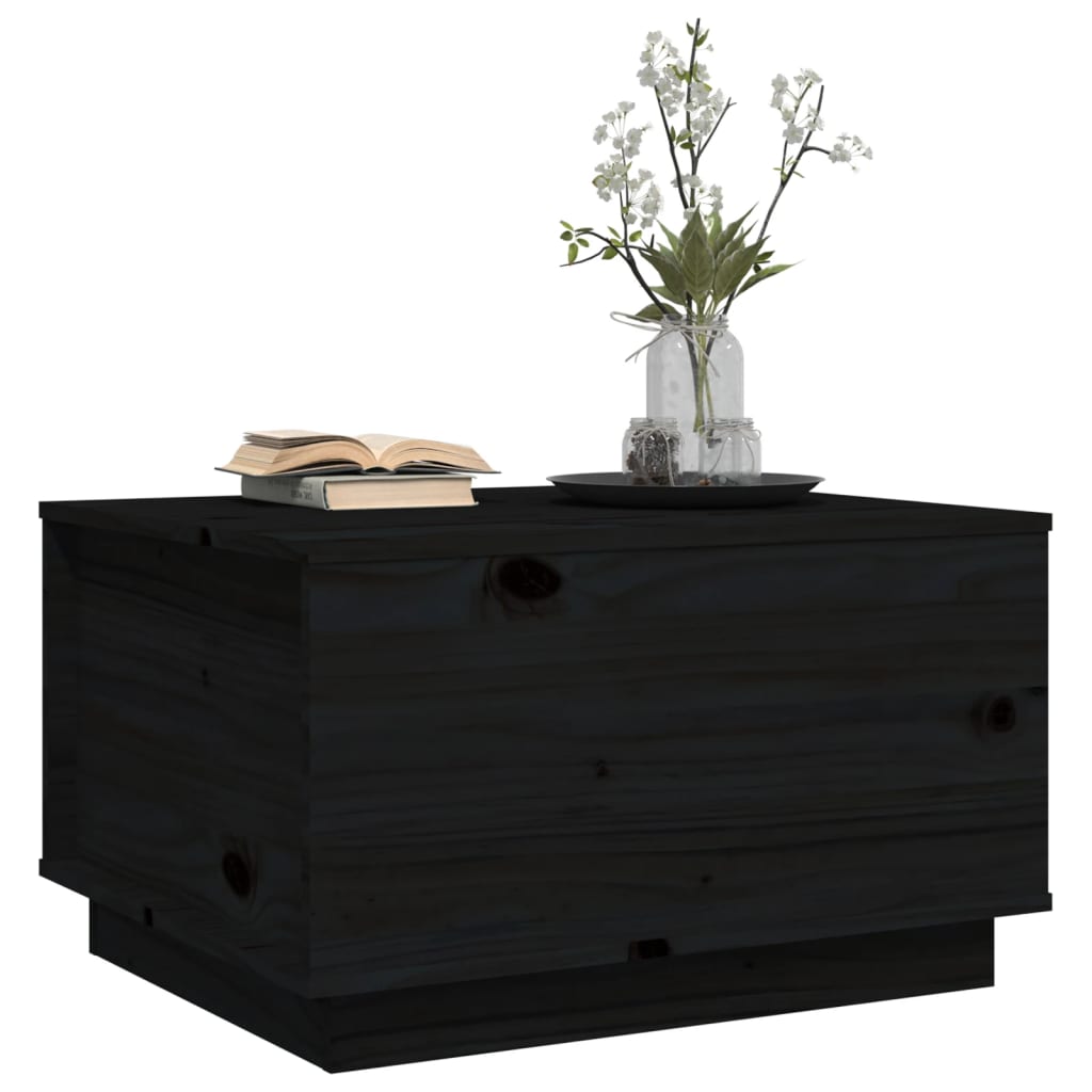 Mesa De Centro De Madera Maciza De Pino Negro 60x50x35 Cm_2