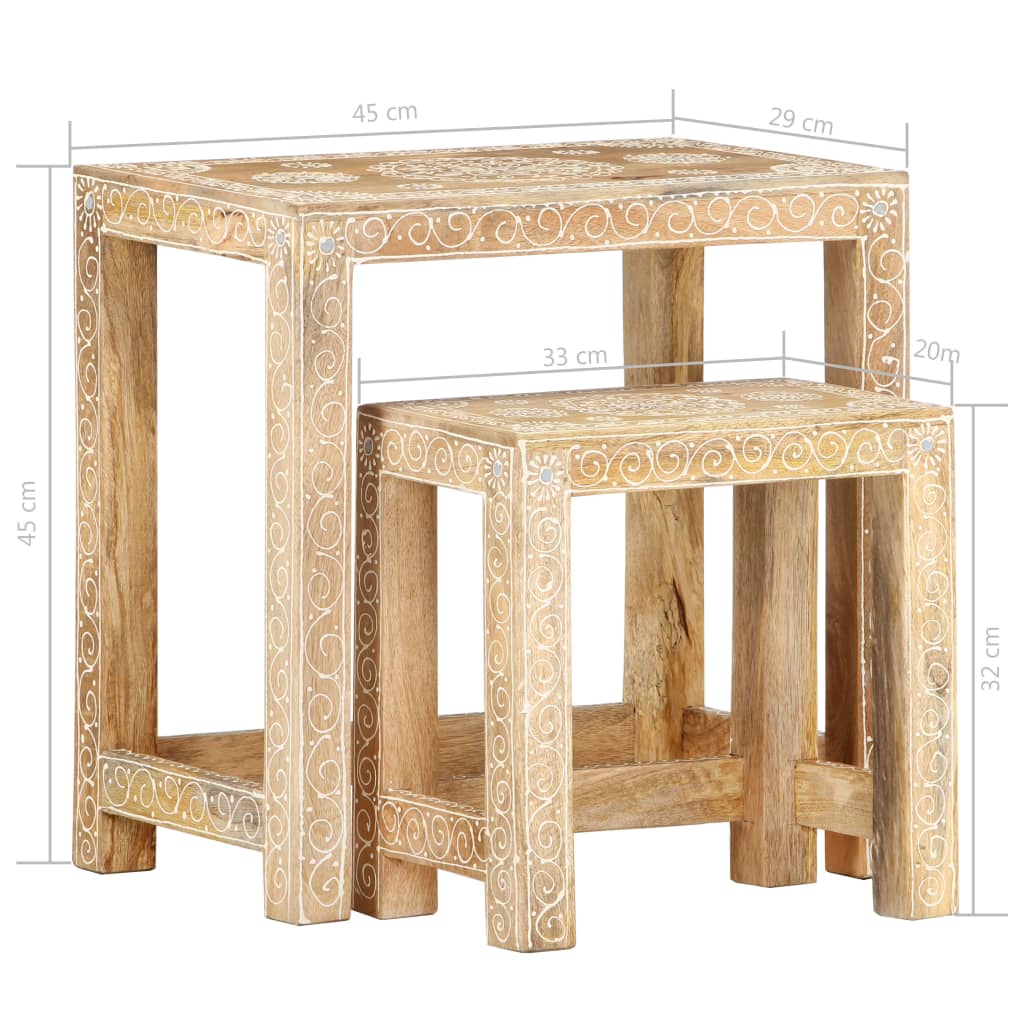 Juego De Mesitas Auxiliares 2 Piezas Madera Maciza De Mango_4
