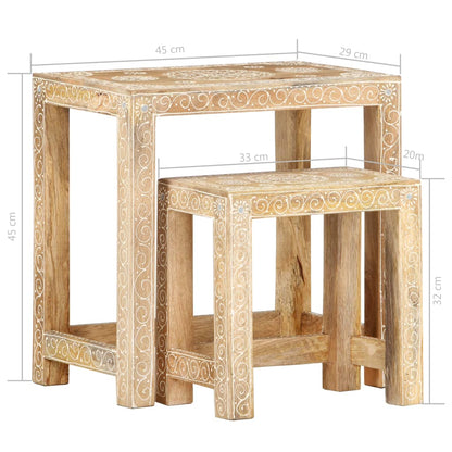 Juego De Mesitas Auxiliares 2 Piezas Madera Maciza De Mango_4