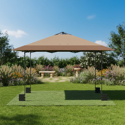 Outsunny Carpa Plegable 4x4 M Con Bloqueo Central Y Altura Ajustable Beige_3