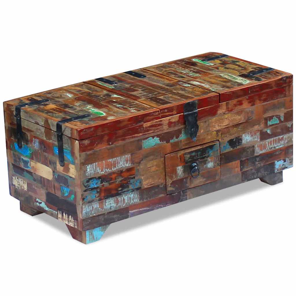 Mesa De Centro Baúl De Madera Maciza Reciclada 80x40x35 Cm_3