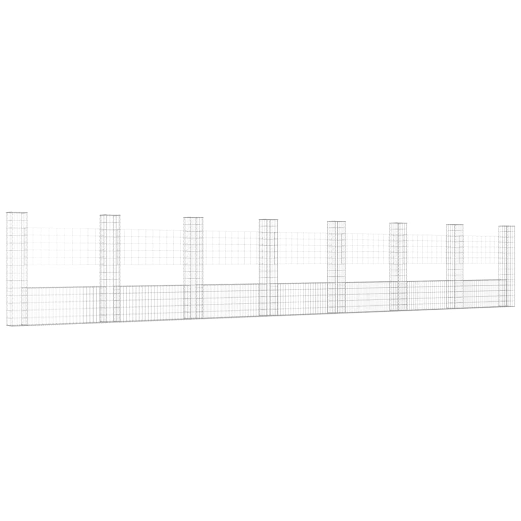 Cesta De Gaviones Forma De U 8 Postes De Hierro 860x20x150 Cm / Vetonek_1