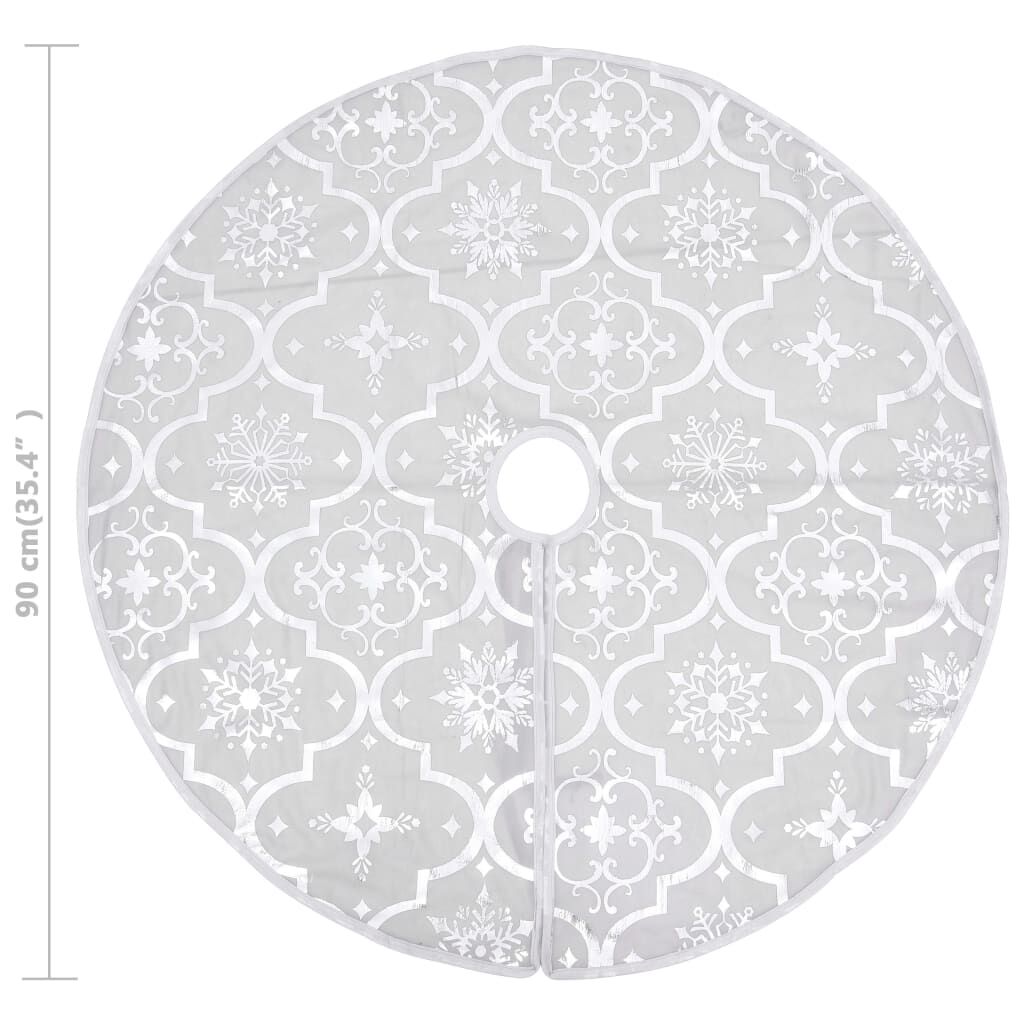 Vidaxl Falda Del Árbol De Navidad De Lujo Y Calcetín Tela Blanco 90 Cm_2