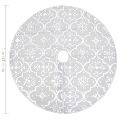 Vidaxl Falda Del Árbol De Navidad De Lujo Y Calcetín Tela Blanco 90 Cm_2