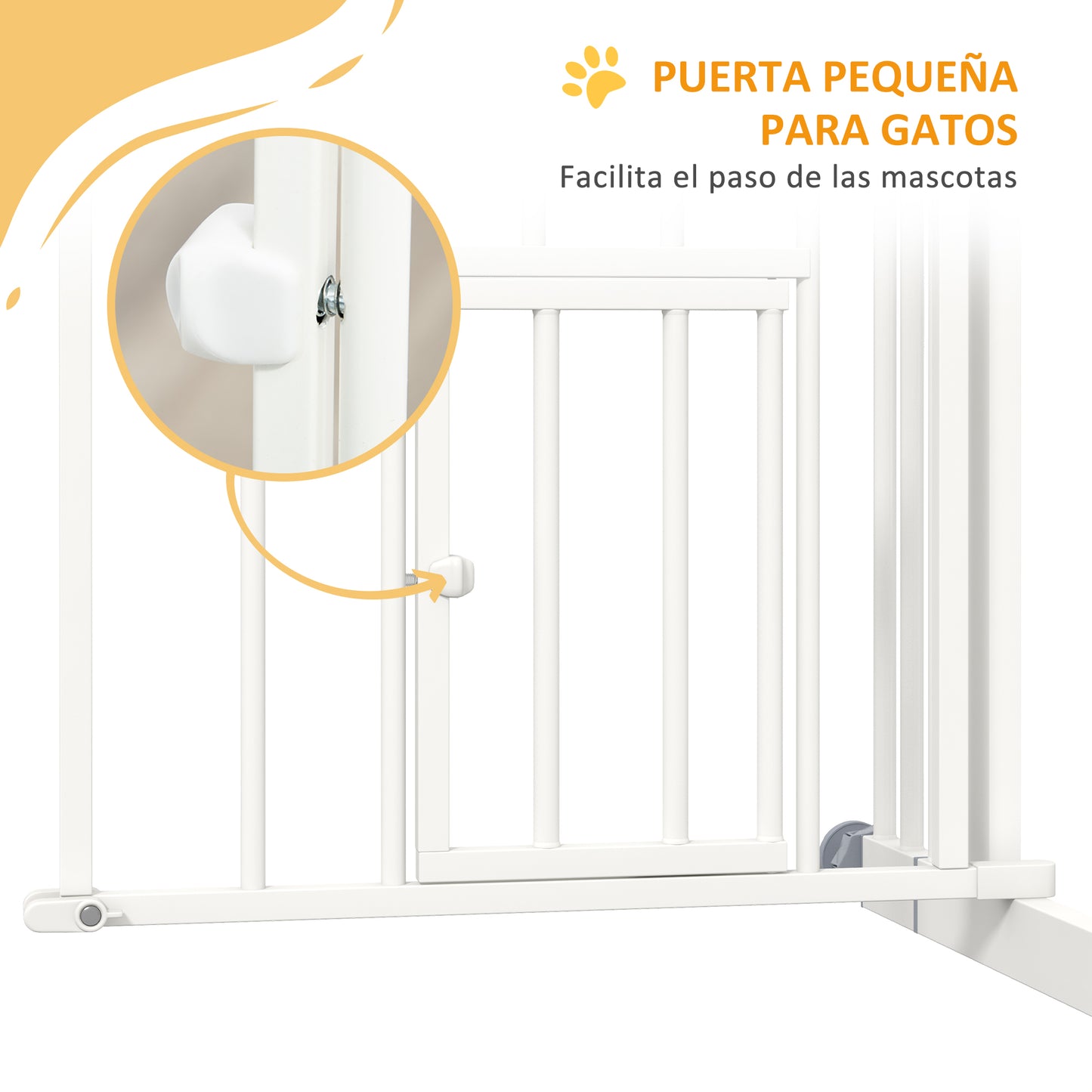 Pawhut Barrera De Seguridad Extensible 74-80x76 Cm Con Extensión Blanco_3