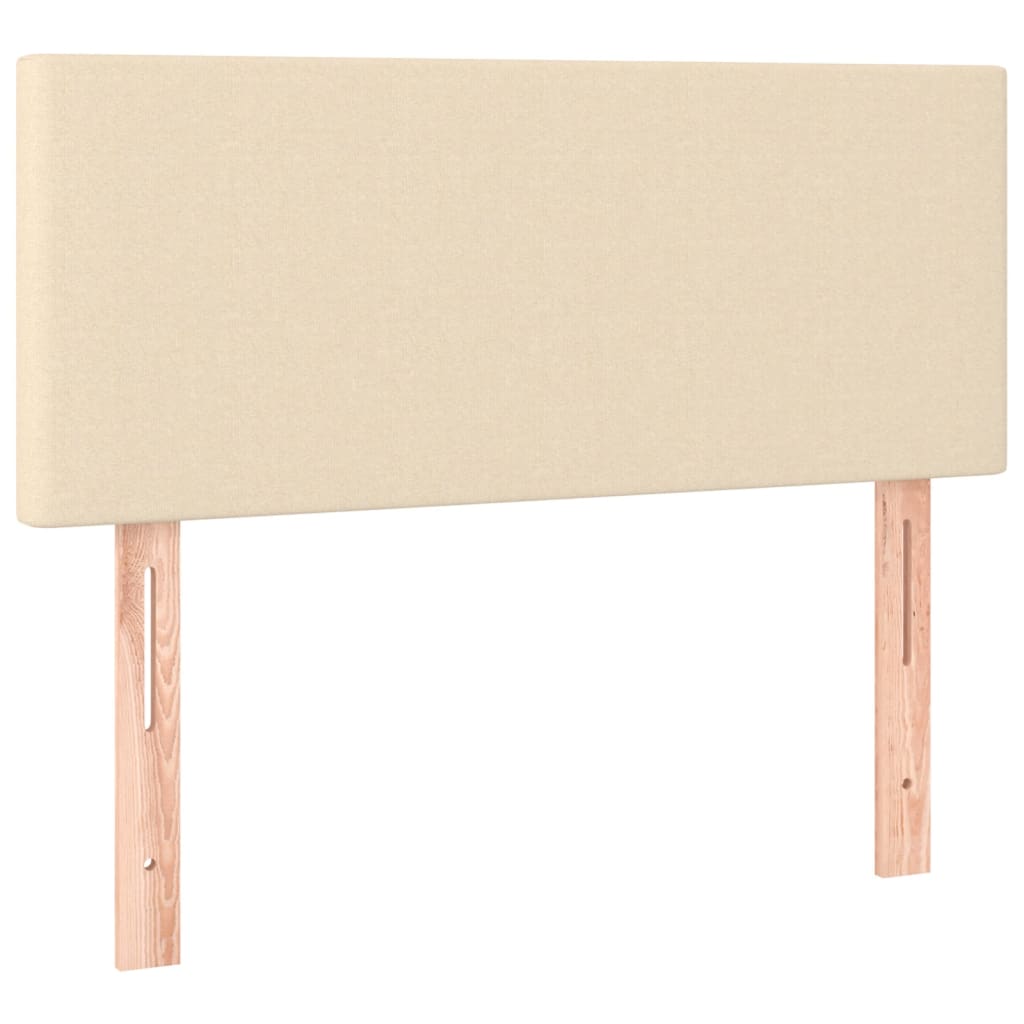 Cama Box Spring Colchón Y Luces Led Tela Crema 90x200 Cm / Vetonek_1
