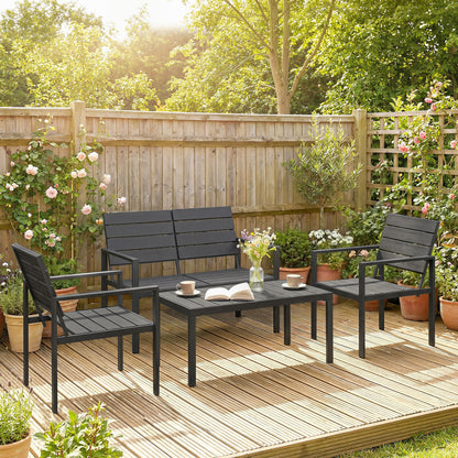 Outsunny Conjunto De Muebles De Jardín Para 4 Personas Negro_1