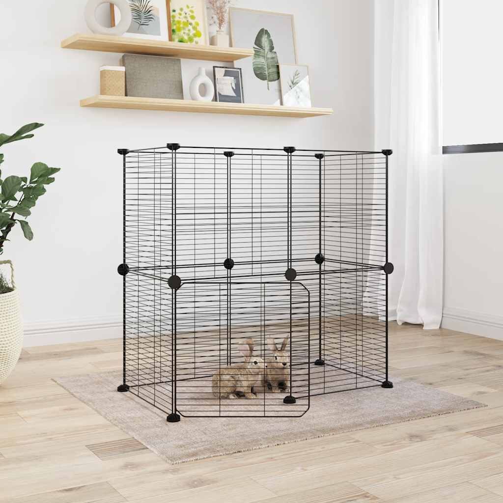 Vidaxl Jaula Para Mascotas De 12 Paneles Puerta Acero Negro 35x35cm_1