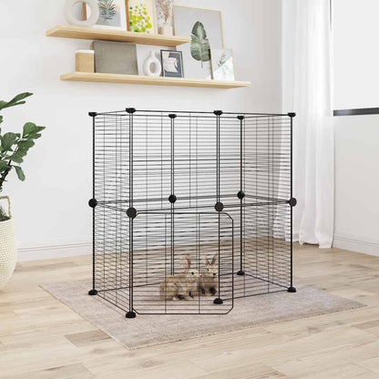 Vidaxl Jaula Para Mascotas De 12 Paneles Puerta Acero Negro 35x35cm_1