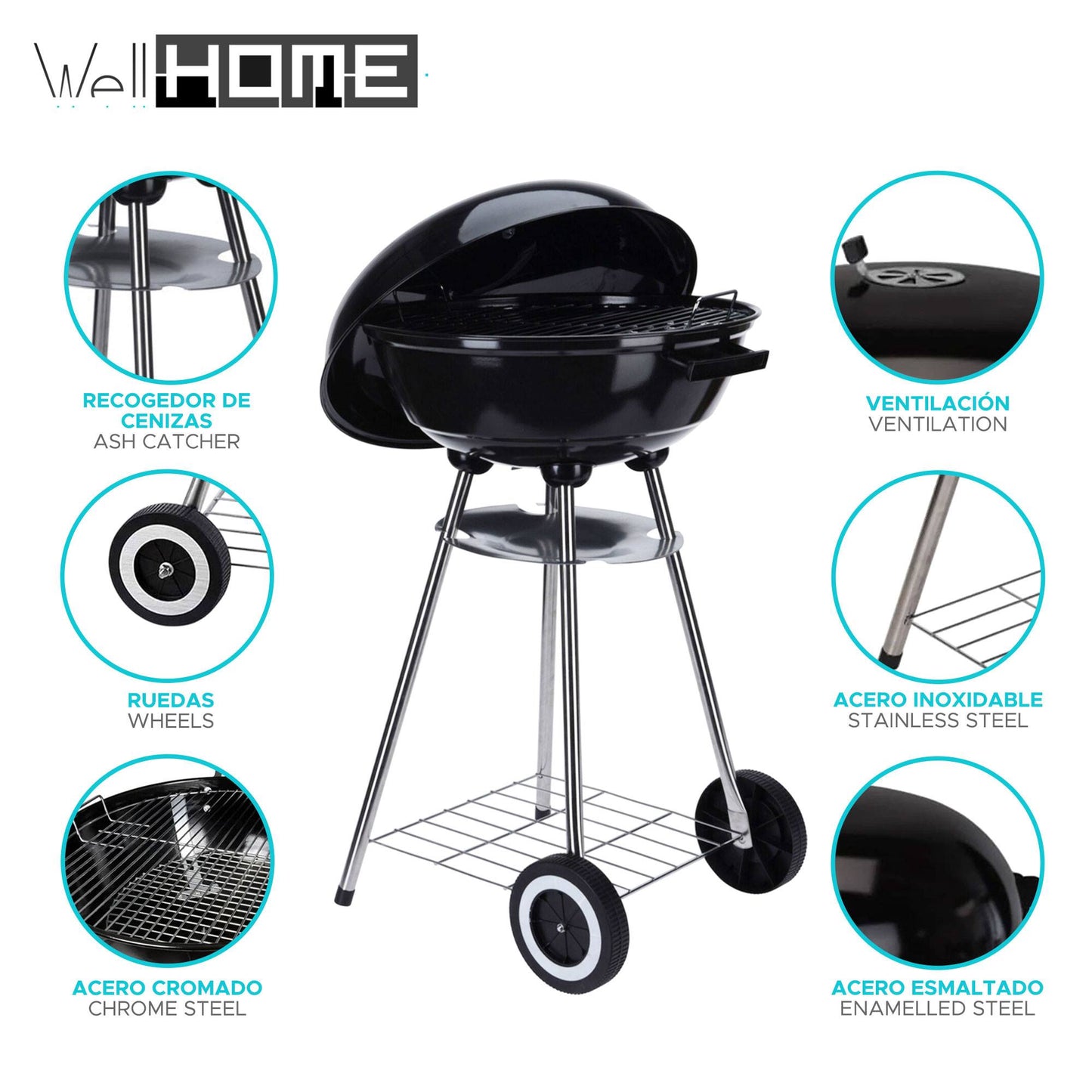 Well Home Barbacoa Con Ruedas Tipo Bowl Ø47cm_2