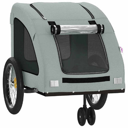Vidaxl Remolque De Bicicleta Mascotas Hierro Tela Oxford Gris_4