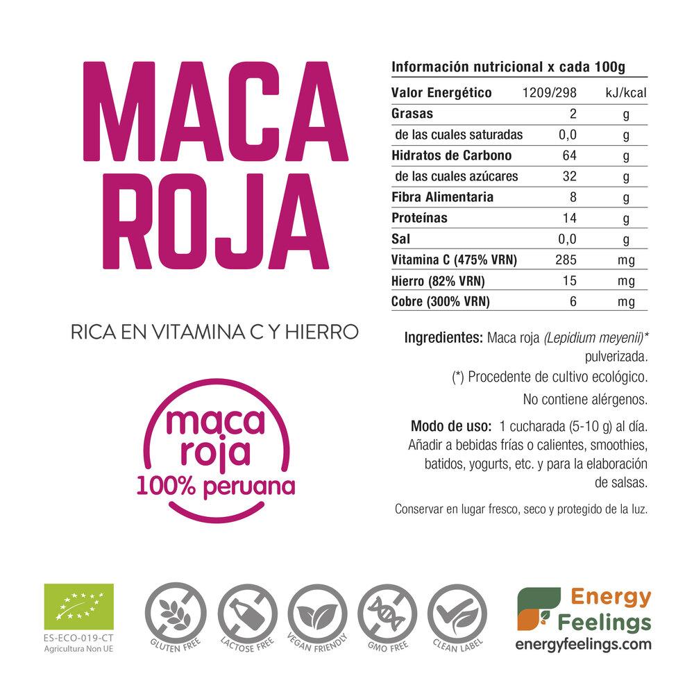 Maca Roja Eco en polvo Energy Feelings 500 g