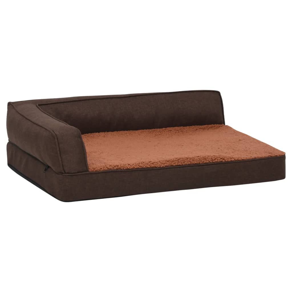 Vidaxl Colchón De Cama De Perro Ergonómico Aspecto Lino Marrón 60x42cm_0