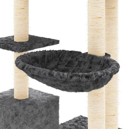 Vidaxl Rascador Para Gatos Con Postes De Sisal Gris Oscuro 142 Cm_5
