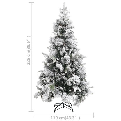Vidaxl Árbol De Navidad Con Nieve, Luces Led Y Piñas Pvc Y Pe 225 Cm_2