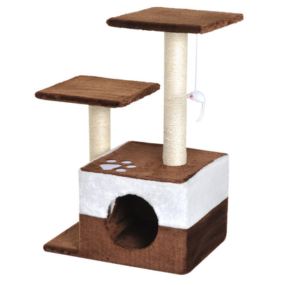 Pawhut Rascador Para Gatos 70cm Árbol Rascador Grande Centro Actividad Sisal_0