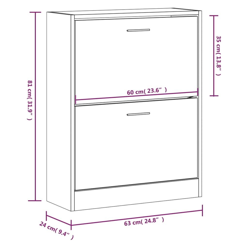 Vidaxl Mueble Zapatero Madera Contrachapada Gris Sonoma 63x24x81 Cm_2
