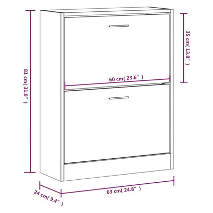 Vidaxl Mueble Zapatero Madera Contrachapada Gris Sonoma 63x24x81 Cm_2
