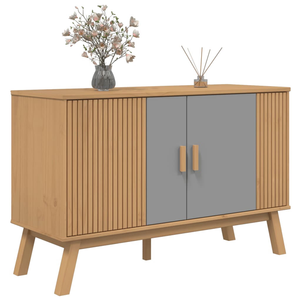 Aparador Olden Madera Maciza Pino Gris Y Marrón 114x43x73,5 Cm / Vetonek_4