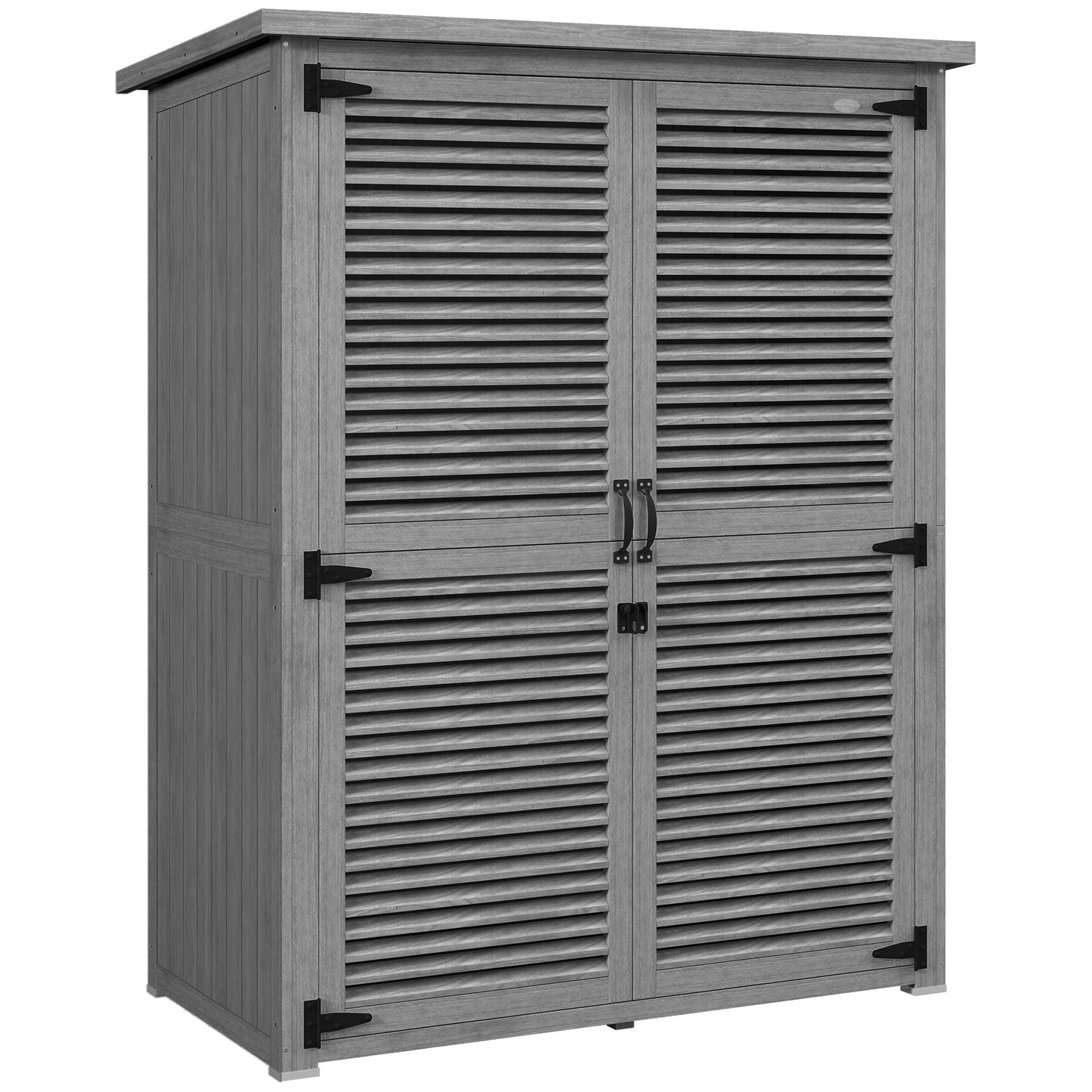 Outsunny Cobertizo De Madera 0,83 M² 127x65x168 Cm Con 2 Puertas Gris_0