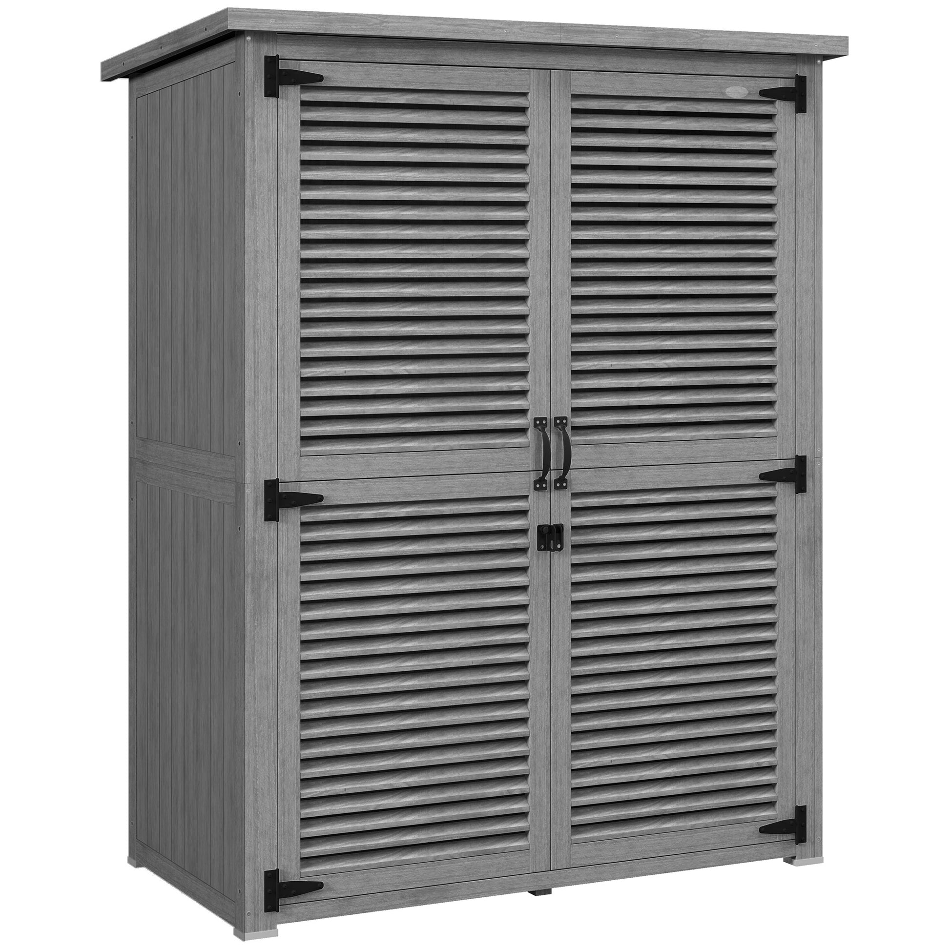 Outsunny Cobertizo De Madera 0,83 M² 127x65x168 Cm Con 2 Puertas Gris_0