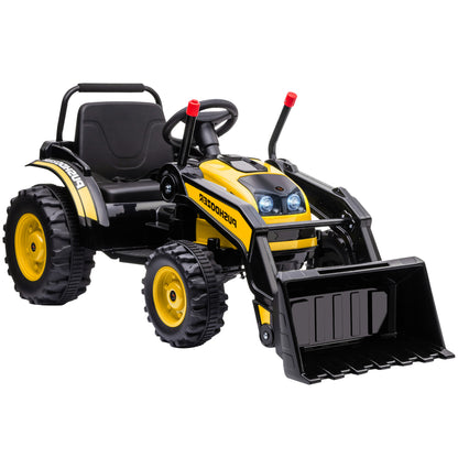 Homcom Tractor Eléctrico Niños +3 Años 6v Pala Luce Velocidad 2 Niveles Amarillo_0