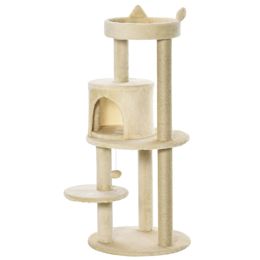 Pawhut Árbol Rascador Para Gatos 104 Cm Con Plataformas Refugio Postes De Sisal_0